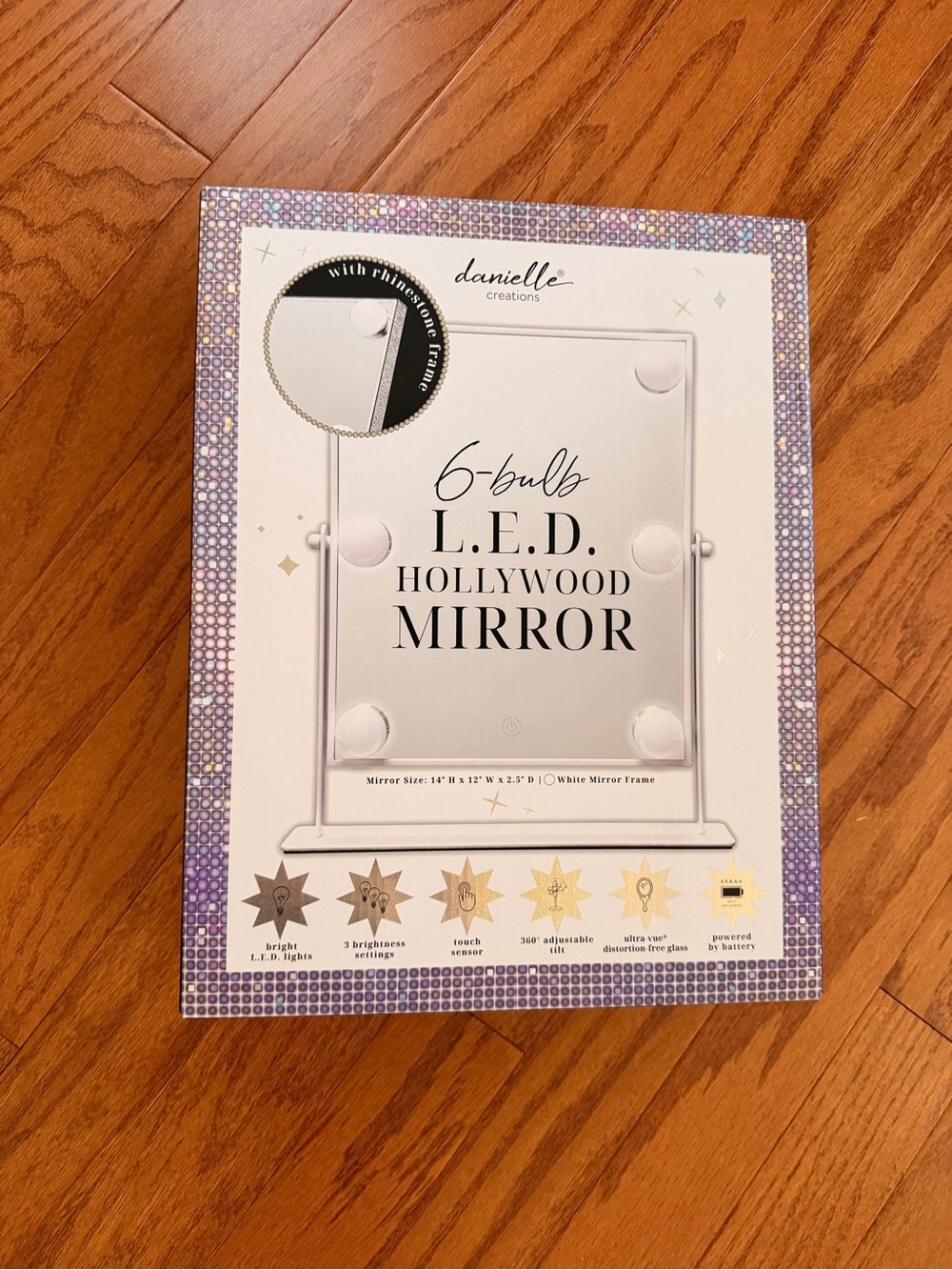NIB, Danielle creations White 6-Bulb LED Hollywood Mirror